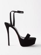 Christian Louboutin - Loubi Queen 150 Velvet Platform Sandals - Womens - Black