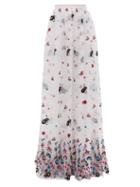 Matchesfashion.com Erdem - Lydell Floral-embroidered Organza Maxi Skirt - Womens - White Multi