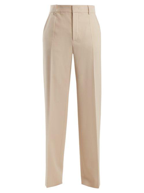Matchesfashion.com Joseph - Ferdy Wide Leg Wool Blend Trousers - Womens - Nude