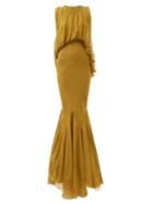 Rick Owens - Pleated Draped Silk-chiffon Gown - Womens - Gold