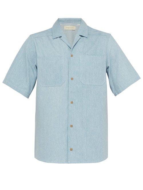 Matchesfashion.com King & Tuckfield - Short Sleeved Denim Shirt - Mens - Blue