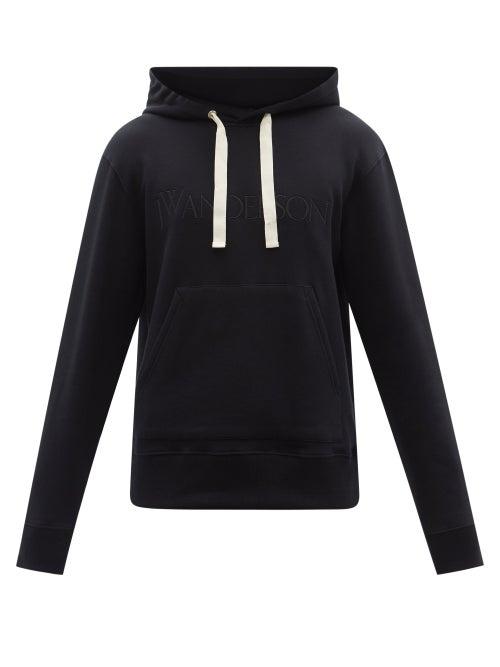 Jw Anderson - Logo-embroidered Cotton-jersey Hooded Sweatshirt - Mens - Black