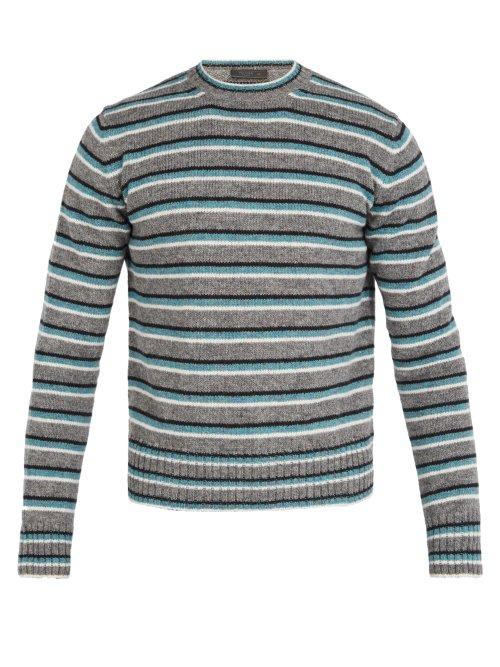 Matchesfashion.com Prada - Striped Wool Sweater - Mens - Grey Multi