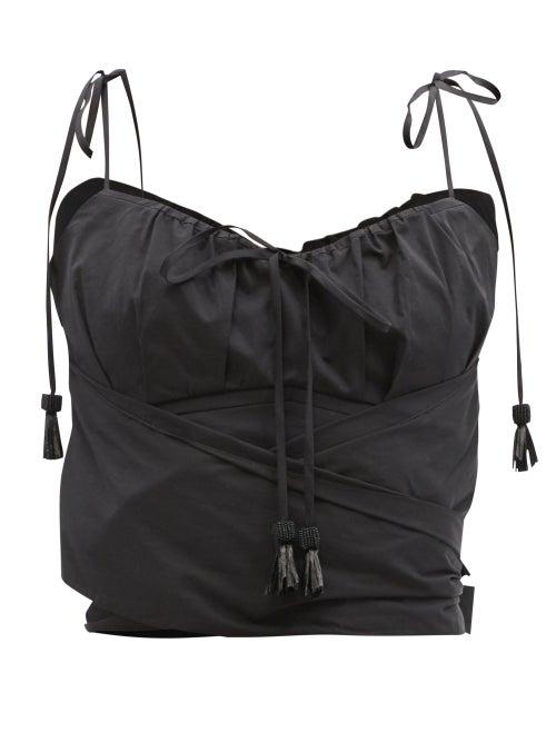 Matchesfashion.com Johanna Ortiz - Retrospect Cotton-blend Cropped Top - Womens - Black