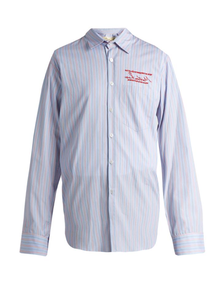 Martine Rose Embroidered Striped Cotton-poplin Shirt