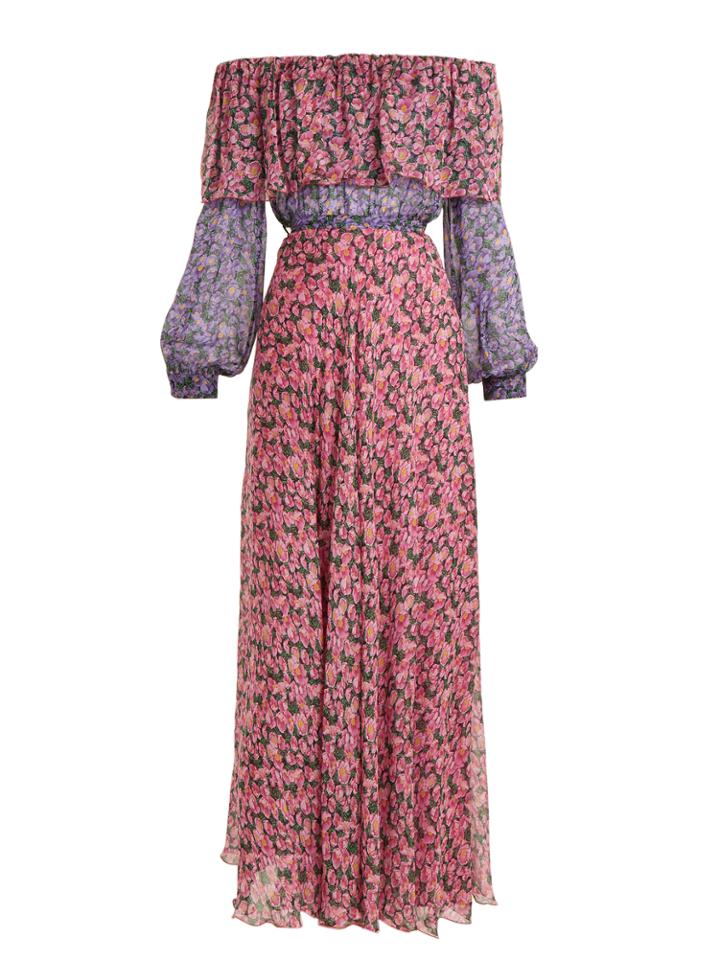 Raquel Diniz Cristina Off-the-shoulder Silk-georgette Gown
