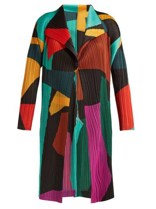 Matchesfashion.com Pleats Please Issey Miyake - Abstract Print Pleated Coat - Womens - Multi