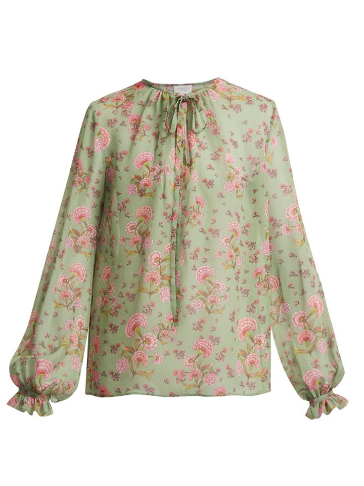Giambattista Valli Dahlia Floral-print Silk-georgette Blouse