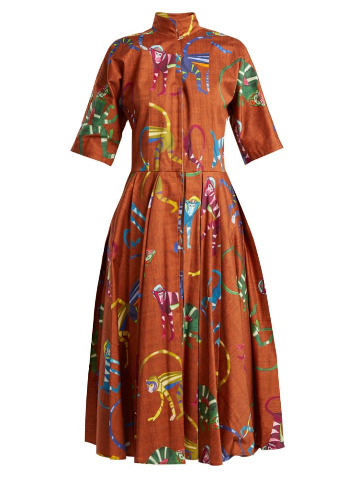 Stella Jean Monkey-print Stretch-cotton Dress