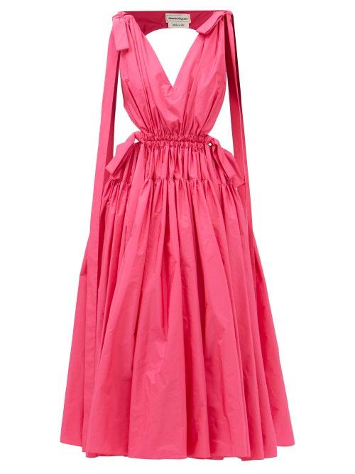 Alexander Mcqueen - Cutout-back Gathered-faille Dress - Womens - Pink