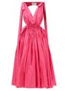 Alexander Mcqueen - Cutout-back Gathered-faille Dress - Womens - Pink