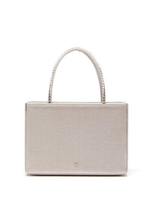 Amina Muaddi - Amini Gilda Crystal-handle Silk-satin Box Bag - Womens - Grey