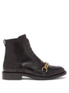 Matchesfashion.com Burberry - Barksby Brogue Leather Ankle Boots - Womens - Black