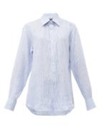 Matchesfashion.com Emma Willis - Jermyn Bengal Stripe Linen Shirt - Womens - Blue White