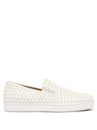Matchesfashion.com Christian Louboutin - Roller Boat Spike Embellished Slip On Trainers - Mens - White