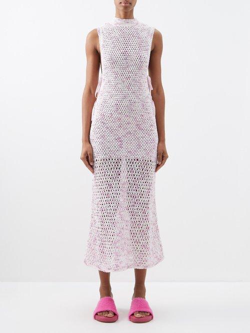 Christopher Esber - High-neck Cross-stitch Cotton-blend Dress - Womens - Pink