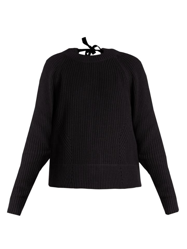 Muveil Tie-back Cable-knit Cotton-blend Sweater