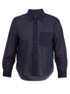 Matchesfashion.com Marni - Semi Sheer Cropped Sleeve Cotton Shirt - Mens - Navy