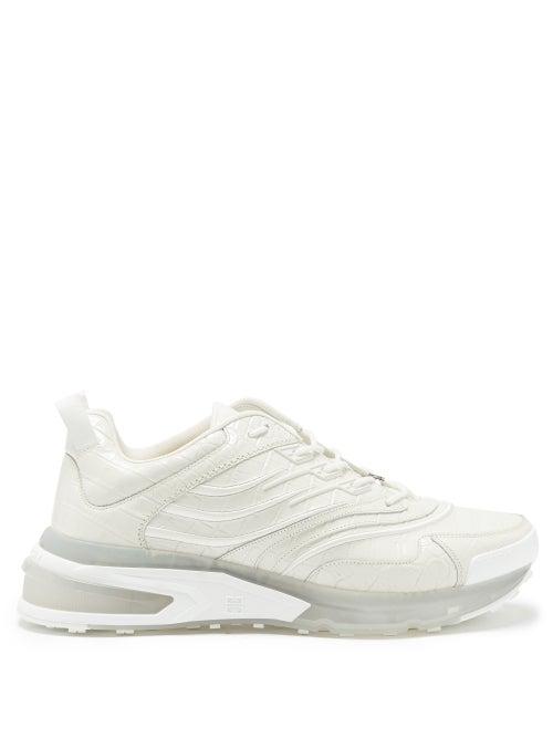 Mens Shoes Givenchy - Giv 1 Crocodile-embossed Leather Trainers - Mens - White