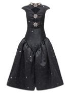 Matchesfashion.com Christopher Kane - Embellished Star-print Cutout Satin Dress - Womens - Black