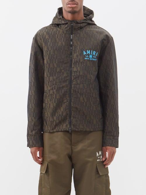 Amiri - Logo-embroidered Monogram-print Shell Jacket - Mens - Black