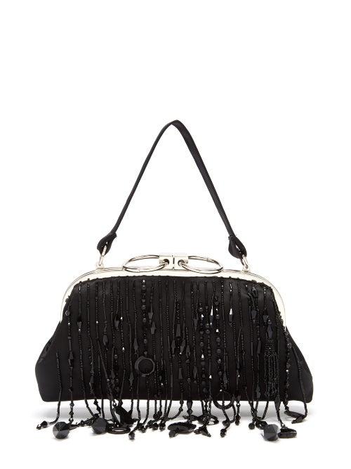 Matchesfashion.com Erdem - Beaded Satin Clutch Bag - Womens - Black