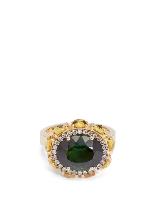 Matchesfashion.com Ileana Makri - Eternity Flower Diamond & 18kt Gold Ring - Womens - Yellow Gold