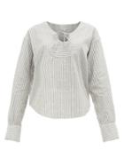 Matchesfashion.com Belize - Hazel Yoke Panel Striped Linen Blend Blouse - Womens - Grey White