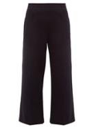 Matchesfashion.com Moncler - Cotton Blend Cropped Wide Leg Trousers - Womens - Black