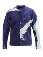 Matchesfashion.com Homme Pliss Issey Miyake - Splash-print Technical-pleated Jacket - Mens - Navy