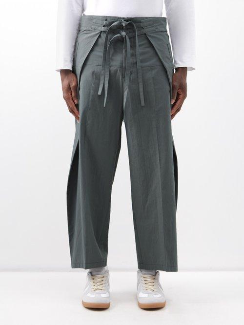 Craig Green - Wrap Tie-waist Cotton Trousers - Mens - Green