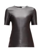 Matchesfashion.com Bottega Veneta - Round-neck Leather T-shirt - Womens - Black