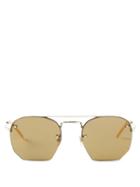 Saint Laurent Eyewear - Rimless Round Metal Sunglasses - Mens - Gold Multi