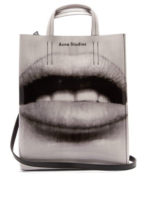 Matchesfashion.com Acne Studios - Baker Lips Print Pvc Tote - Womens - Black White