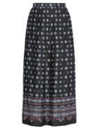 Matchesfashion.com Erdem - Nolana Pleated Floral-print Satin Skirt - Womens - Black Print
