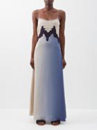Gabriela Hearst - Adolphine Lace-trimmed Ombr Cashmere-blend Dress - Womens - Blue Multi