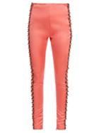 Matchesfashion.com Koch - Bead Embellished Side Stripe Satin Trousers - Womens - Coral