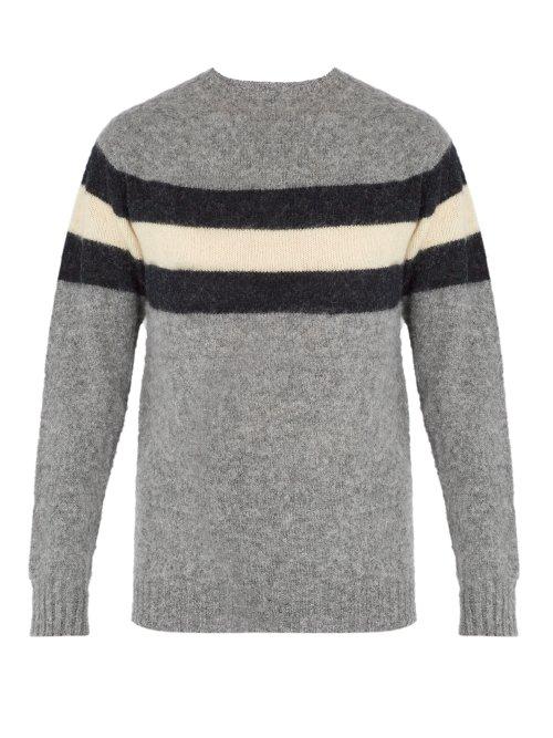 Matchesfashion.com Howlin' - Striped Wool Sweater - Mens - Grey