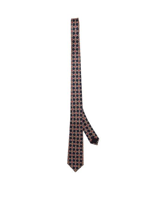 Matchesfashion.com Gucci - Rhombi Logo Print Silk Tie - Mens - Navy