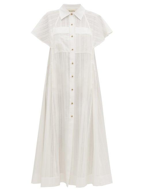Matchesfashion.com Mara Hoffman - Aimilios Stripe-weave Cotton Shirt Dress - Womens - White