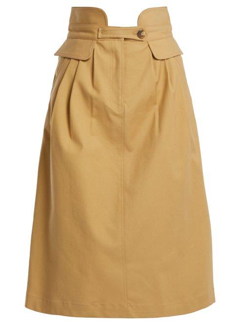 Matchesfashion.com Sea - Kamille High Waisted Cotton Blend Skirt - Womens - Beige