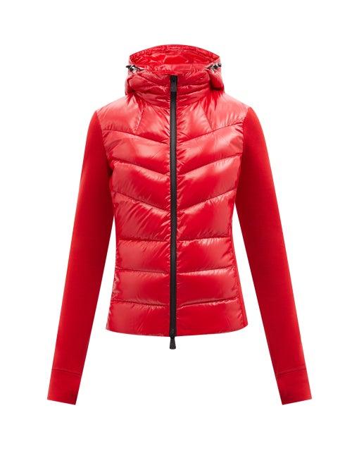 Moncler Grenoble - Hooded Quilted Nylon And Fleece Down Jacket - Womens - Red