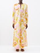 Emporio Sirenuse - Cappa Poppy Cotton-poplin Maxi Dress - Womens - Yellow Print