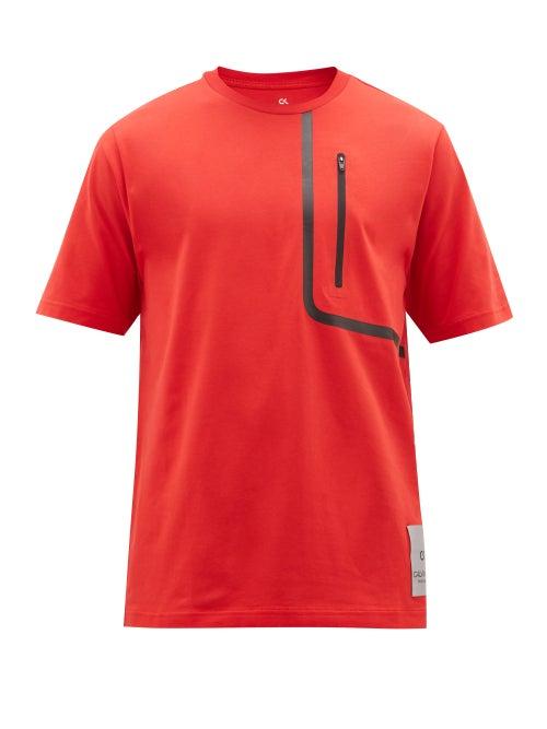 Matchesfashion.com Calvin Klein Performance - Zip-pocket Cotton-blend Jersey T-shirt - Mens - Red