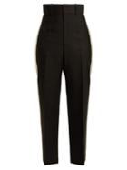 Matchesfashion.com Helmut Lang - Silk Trimmed Crepe Trousers - Womens - Black