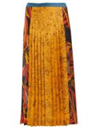 Matchesfashion.com La Prestic Ouiston - Sagan Pleated Silk Satin Skirt - Womens - Red Multi