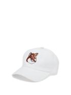 Matchesfashion.com Maison Kitsun - Fox Head-appliqu Cotton-blend Baseball Cap - Mens - White
