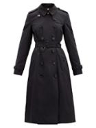 Matchesfashion.com Burberry - Chelsea Long Double-breasted Gabardine Trench Coat - Womens - Navy