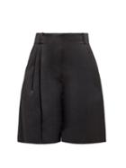 Matchesfashion.com Emilia Wickstead - Roberts High Rise Pleated Cotton Faille Culottes - Womens - Black