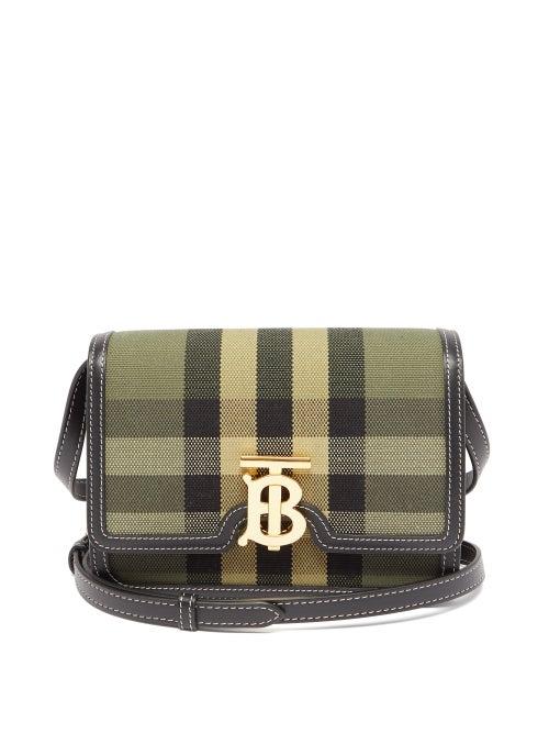Burberry - Check Small Canvas And Leather Cross-body Bag - Womens - Green Multi
